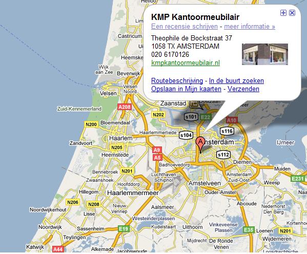 adres KMP Kantoormeubilair. Klik hier om uw route te bepalen.